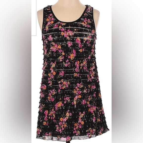 Free People Scoop Neck Floral Long Ruffled top - Picture 1 of 7